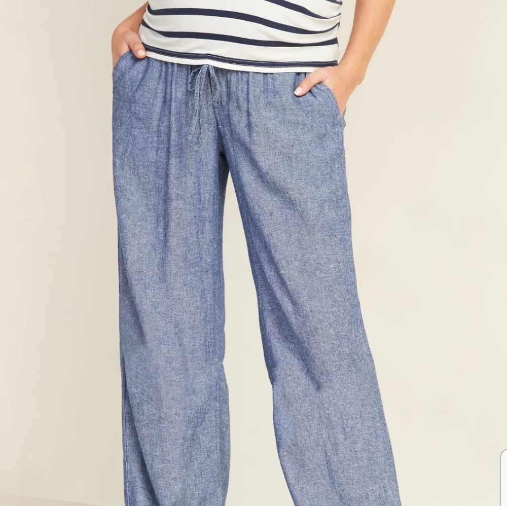 Old Navy Rollover-Waist Linen-Blend Maternity Pant